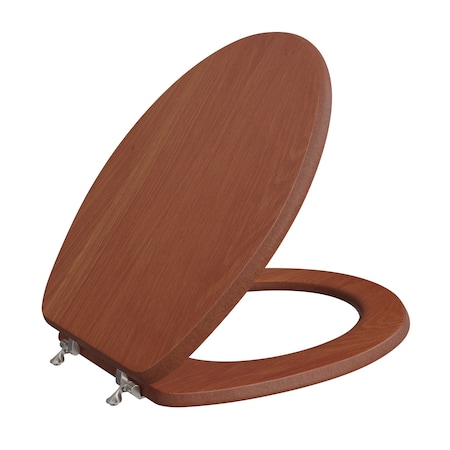 Jones Stephens Cherry Designer Wood Toilet Seat, Closed Front with Cover, Brushed Nickel Hinges, Elongated, 3PK C3B2E115BN
